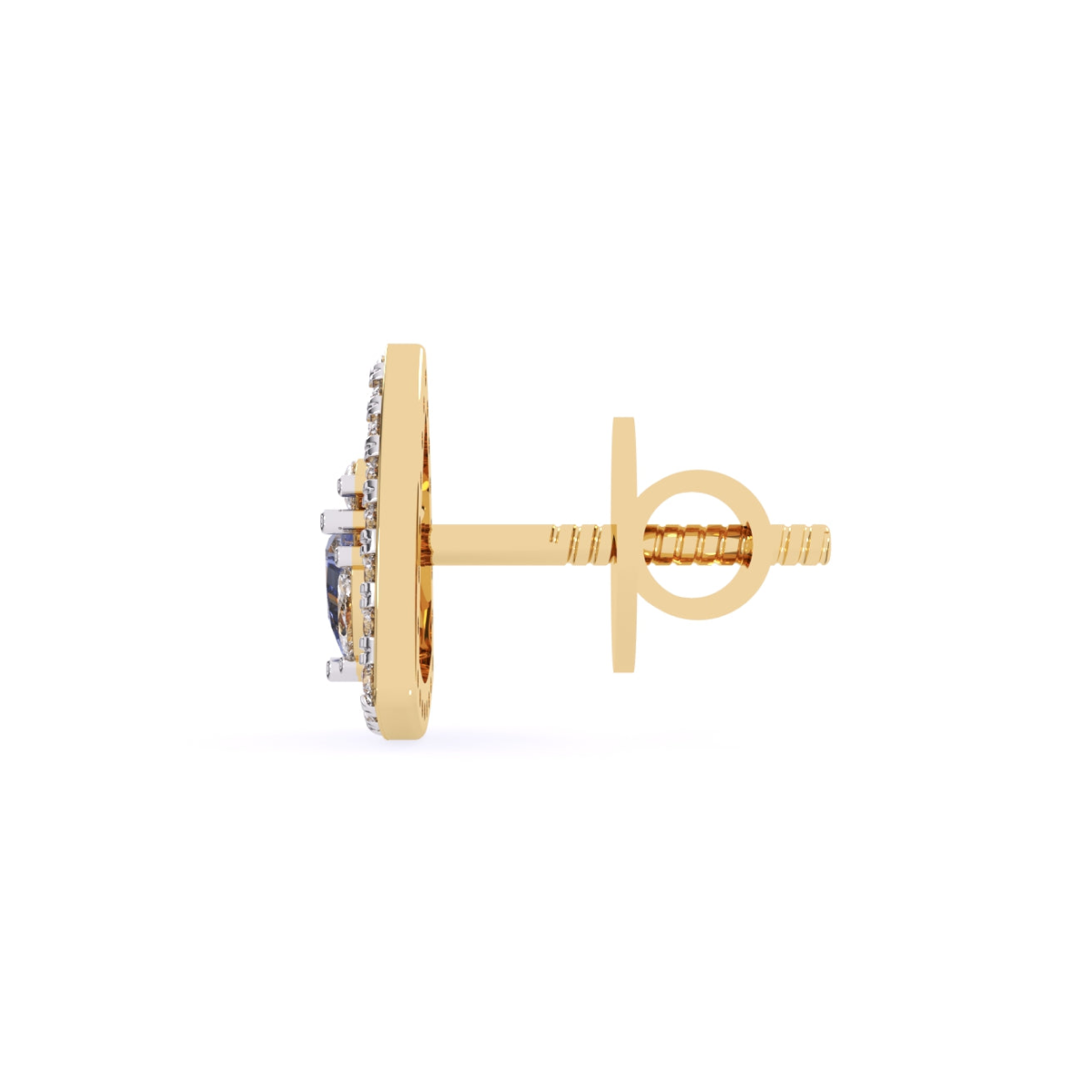 Halo Triangle Diamond Stud Earrings with Mixed Diamond Shapes